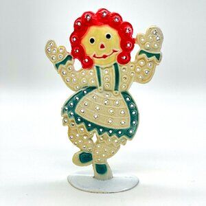 RARE 1950s Revere Mfg USA Raggedy Ann Pierced Earring Display Holder Cast Iron